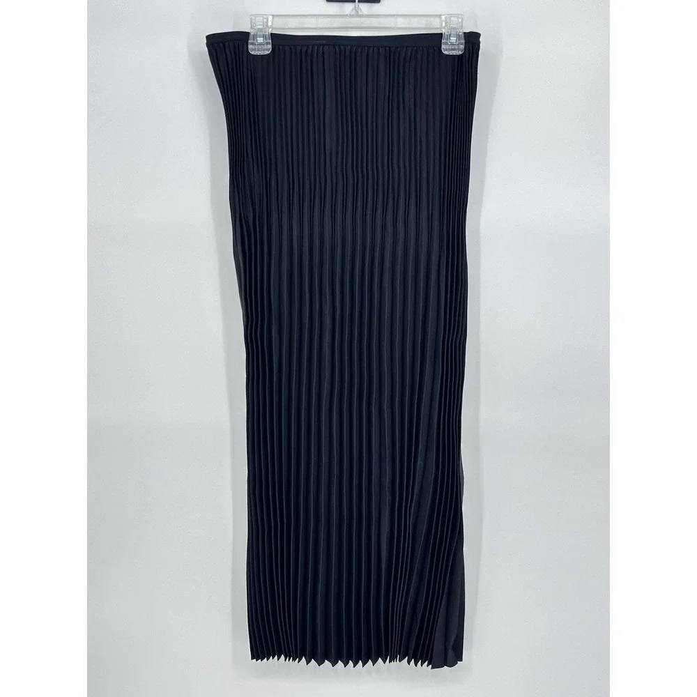 NWT Eileen Fisher Black Wool Silk Pleated Maxi Skirt Small‎ NEW $328 Career